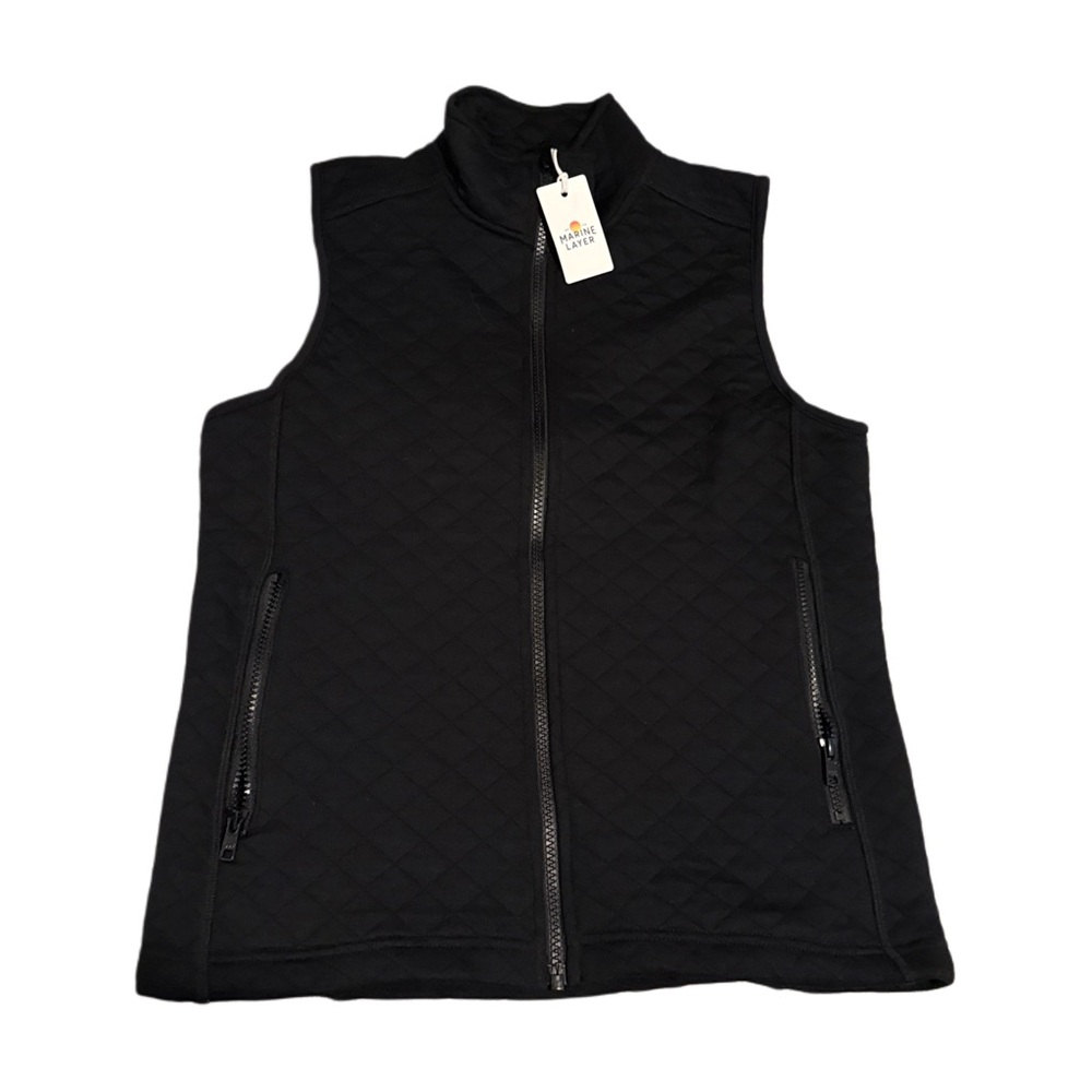 Marine Layer Black Quilted Zip-Up Vest